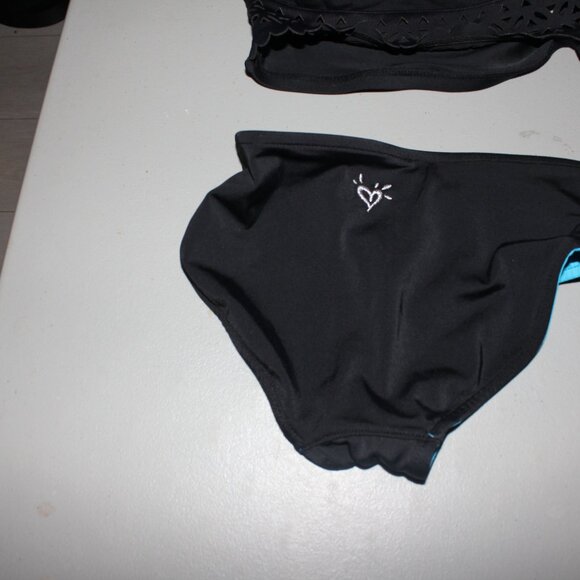Blue & Black 2 Pcs Justice Bikini Swimsuit Size 7 - Picture 4 of 13